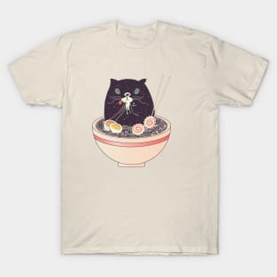 Bowl of ramen and black cat T-Shirt